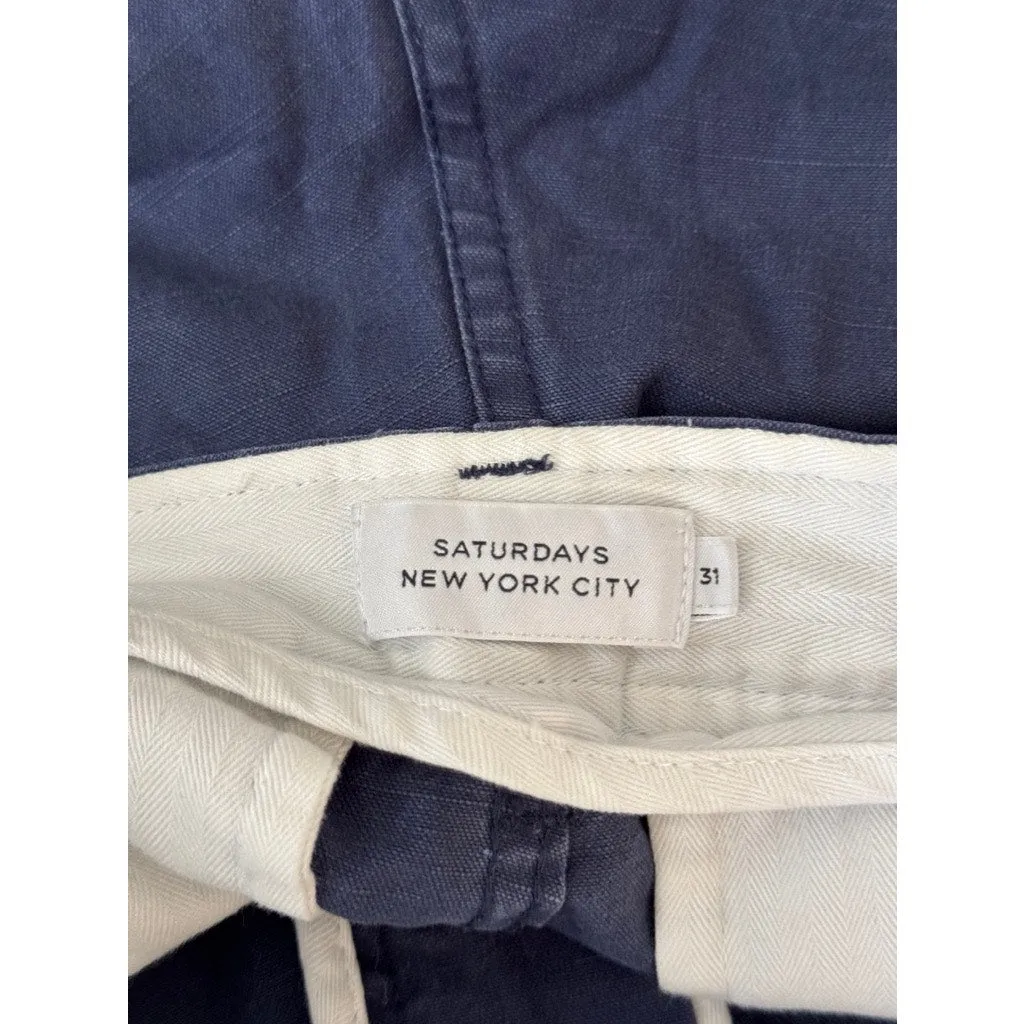 SATURDAYS NEW YORK CITY Men's Navy Regular-Fit Chino Shorts SZ 31
