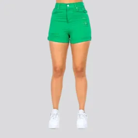 Skinny color women's jean shorts