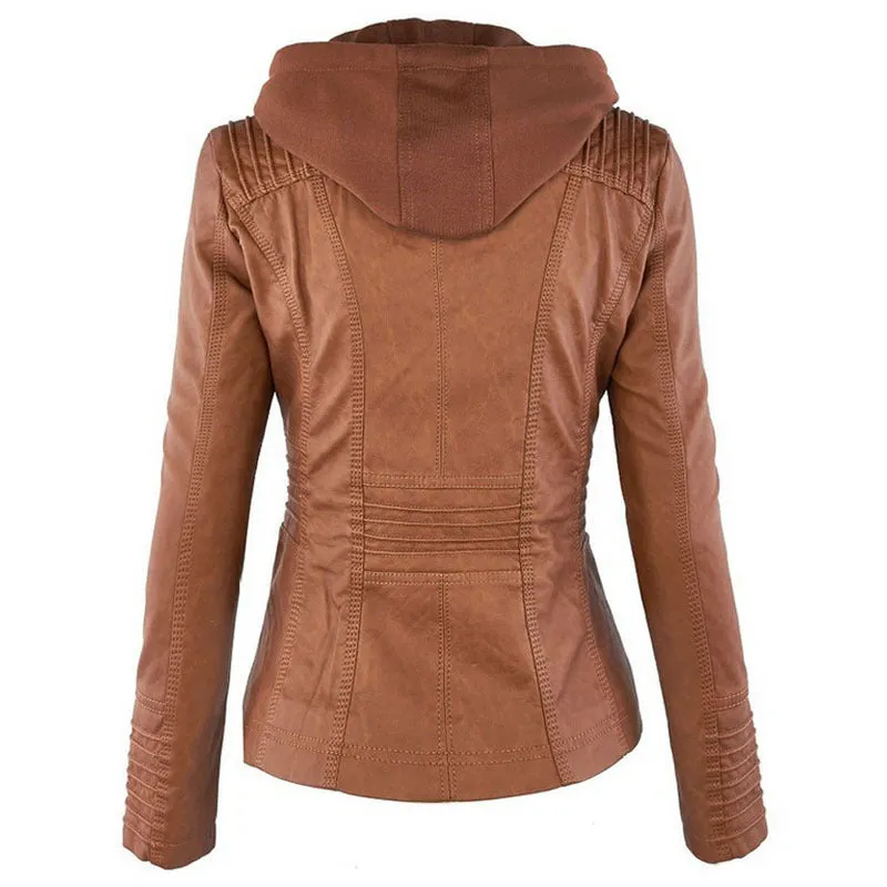 Solid Leather Jacket For Women's- Glamzlife