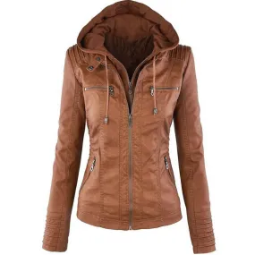 Solid Leather Jacket For Women's- Glamzlife