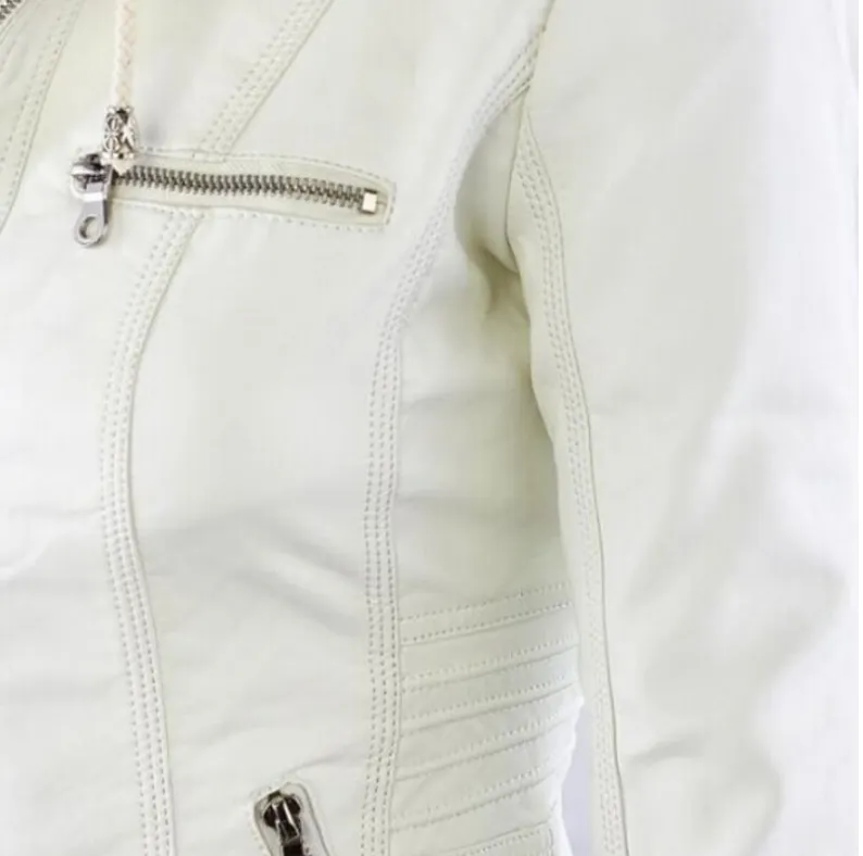 Solid Leather Jacket For Women's- Glamzlife