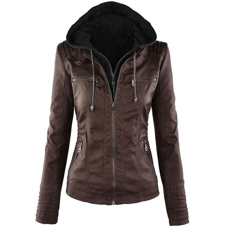 Solid Leather Jacket For Women's- Glamzlife