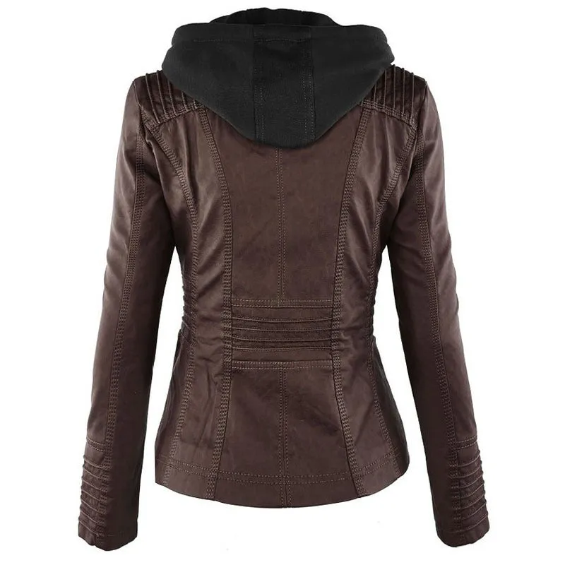 Solid Leather Jacket For Women's- Glamzlife