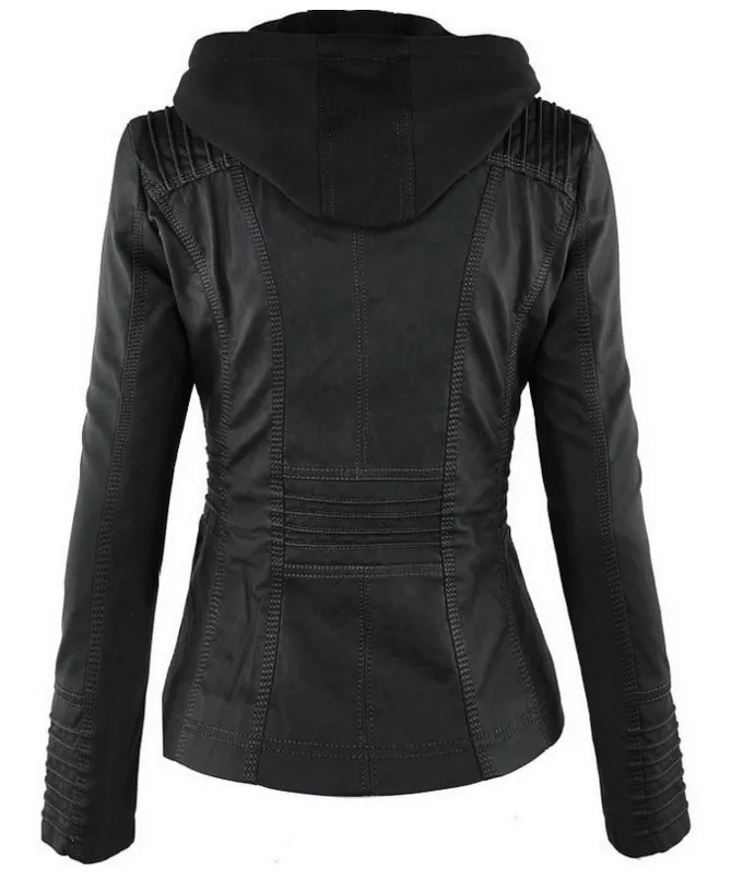 Solid Leather Jacket For Women's- Glamzlife