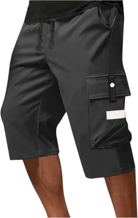 Summer Cargo Shorts for Men Elastic Drawstring Athletic Capri Pants Wide Leg Stretch Hiking Shorts with Multi Pockets Summer Cargo Shorts for Men Elastic Drawstring Athletic Capri Pants Wide Leg Stretch Hiking Shorts with Multi Pockets