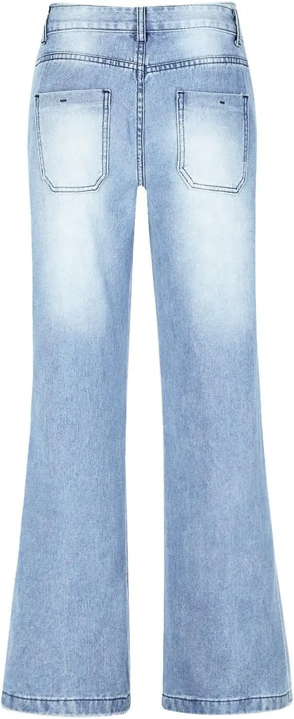 Sweatpant Jeans Boyfriend High Waited Baggy Wide Leg Jean Y2k Streetwear Retro Loose Fit Denim Pant with Pockets