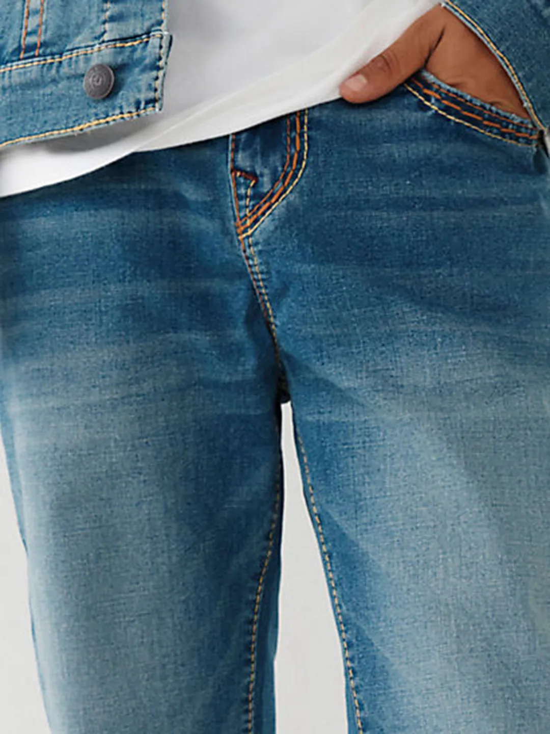 True Religion Mens Big T Rocco Slim Fit Blue Mid Rise Jeans