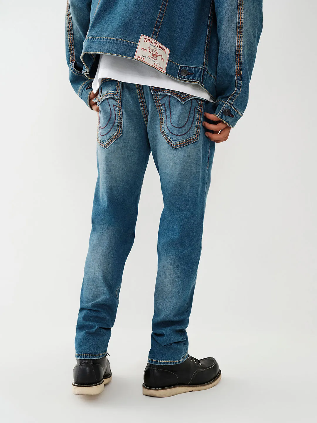 True Religion Mens Big T Rocco Slim Fit Blue Mid Rise Jeans