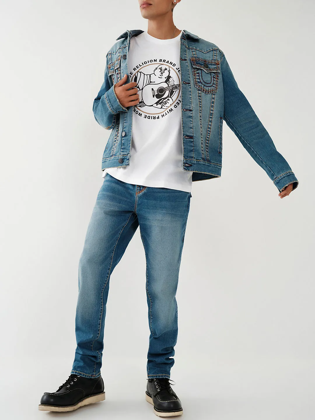 True Religion Mens Big T Rocco Slim Fit Blue Mid Rise Jeans