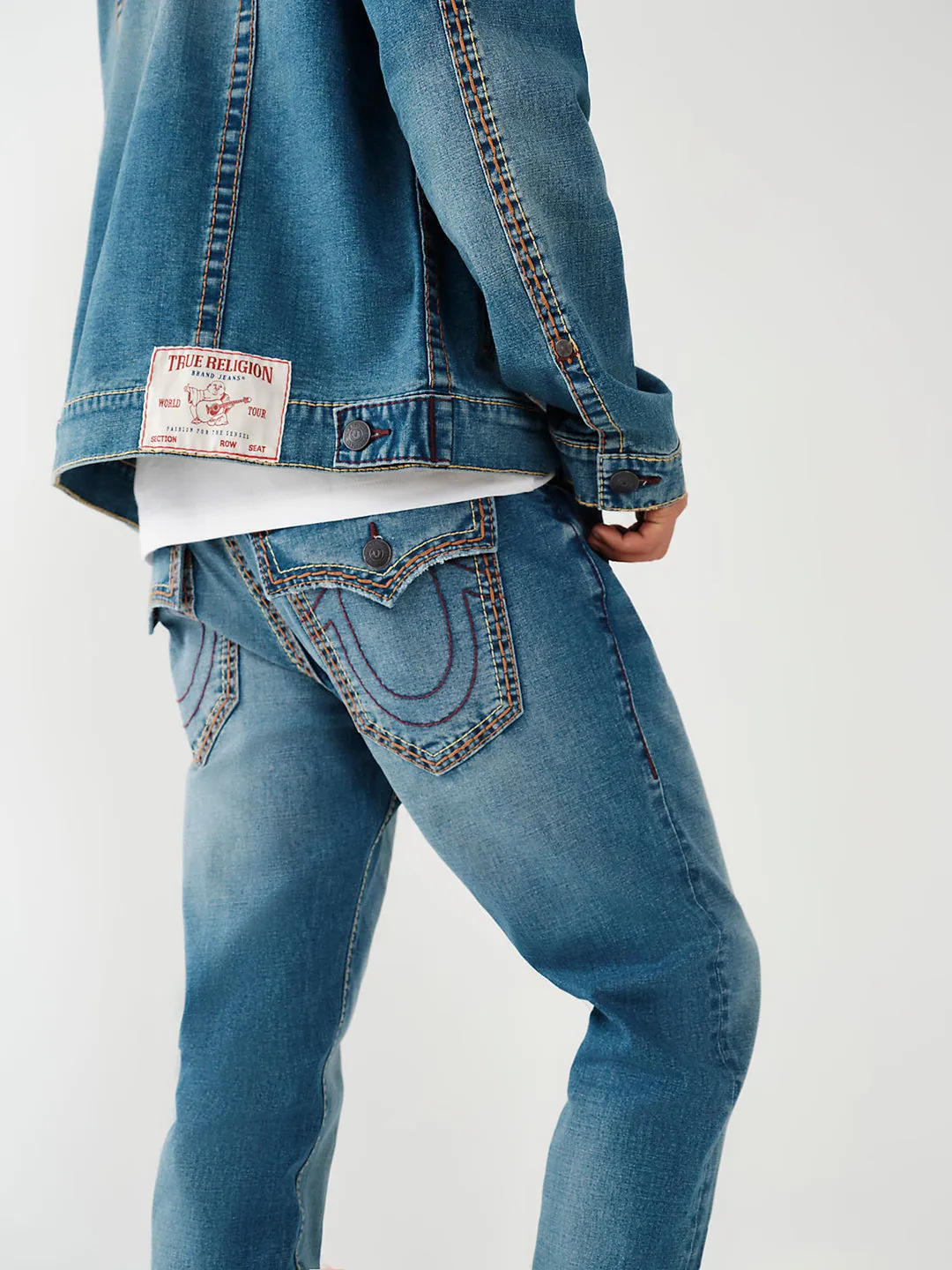 True Religion Mens Big T Rocco Slim Fit Blue Mid Rise Jeans