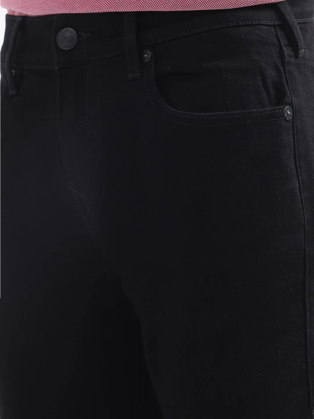 True Religion Mens Hs Rocco Slim Fit Black Mid Rise Jeans
