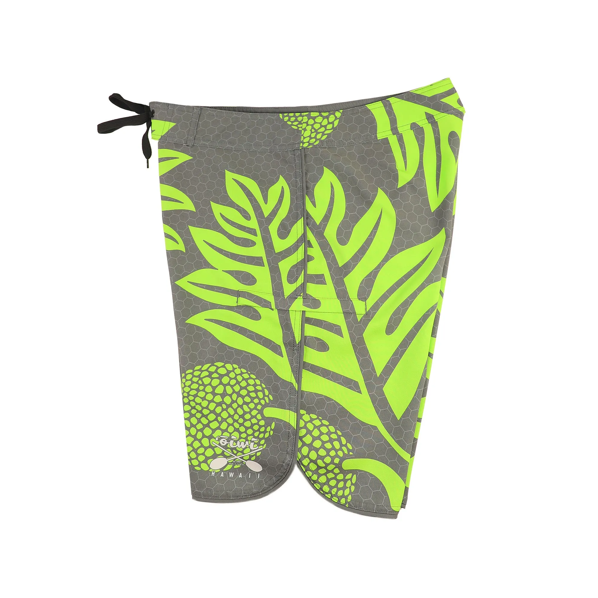 ‘Ulu Kane Board Shorts in Grey with Green Print