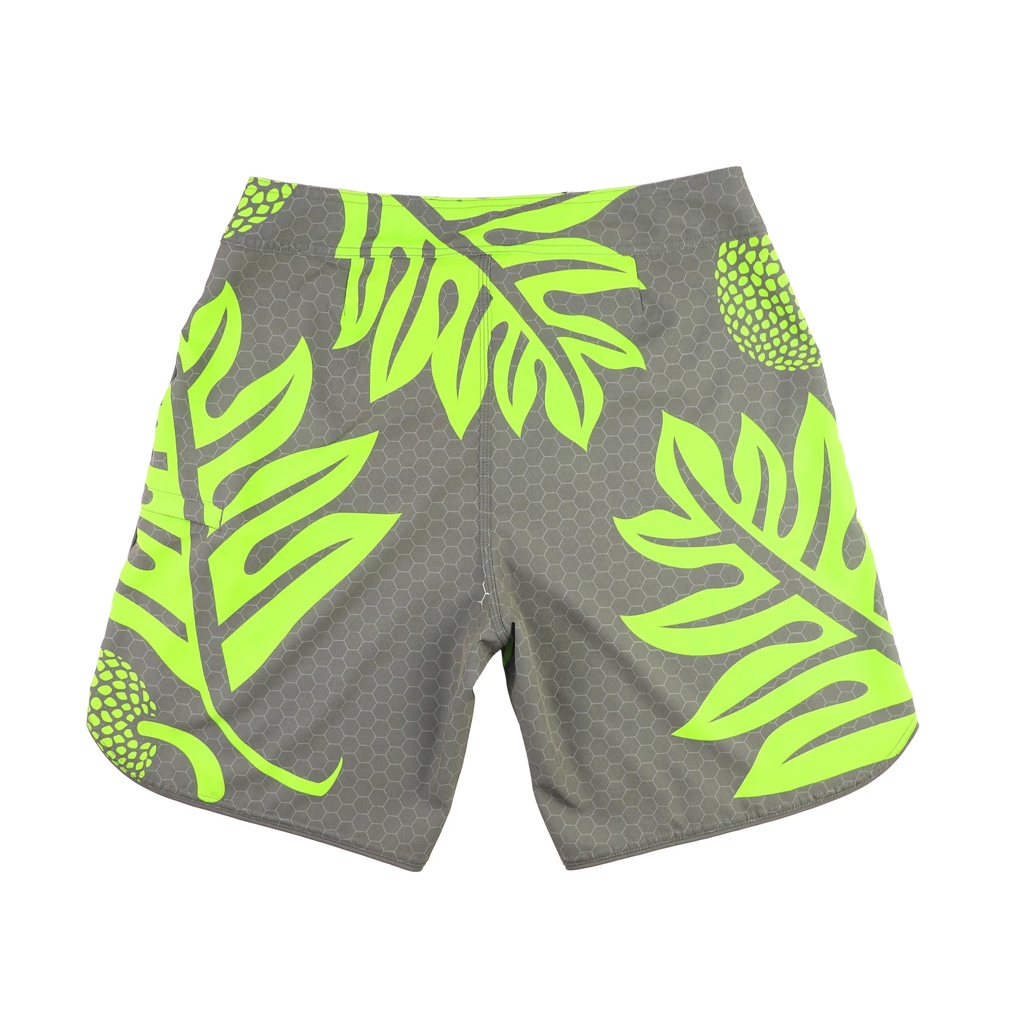‘Ulu Kane Board Shorts in Grey with Green Print
