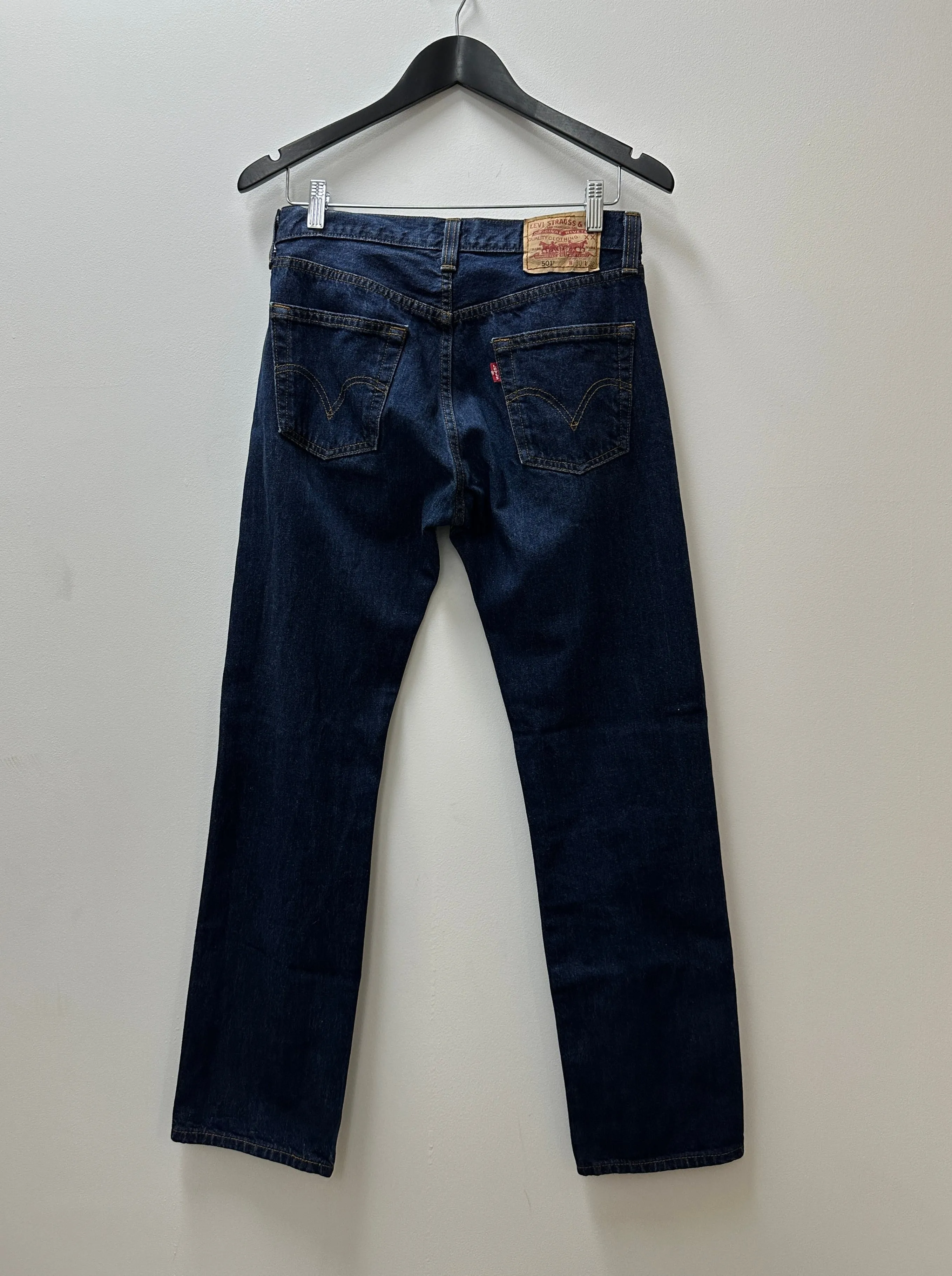 Unisex 501 Straight Leg Button-Fly in Dark Blue
