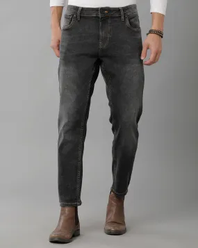 Voi Jeans Mens Dark Grey Track Cropped Skinny Jeans