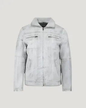 White Wax Leather Biker Jacket