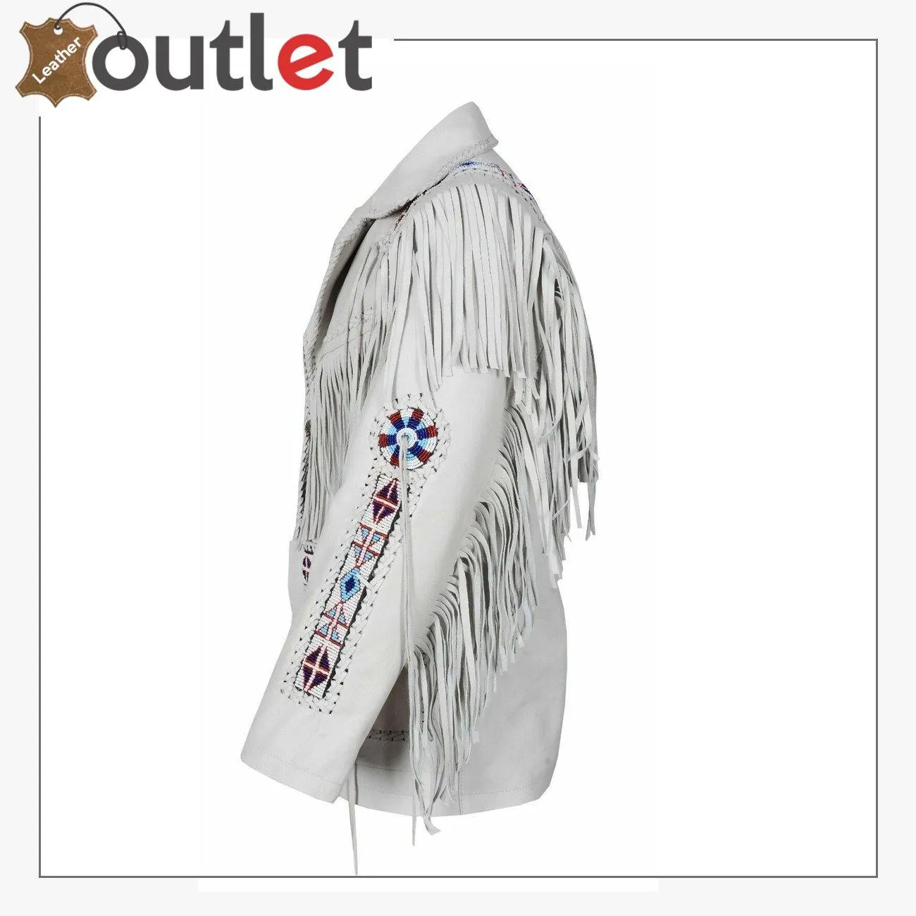 White Western Style Genuine Finished Cow Leather jacket