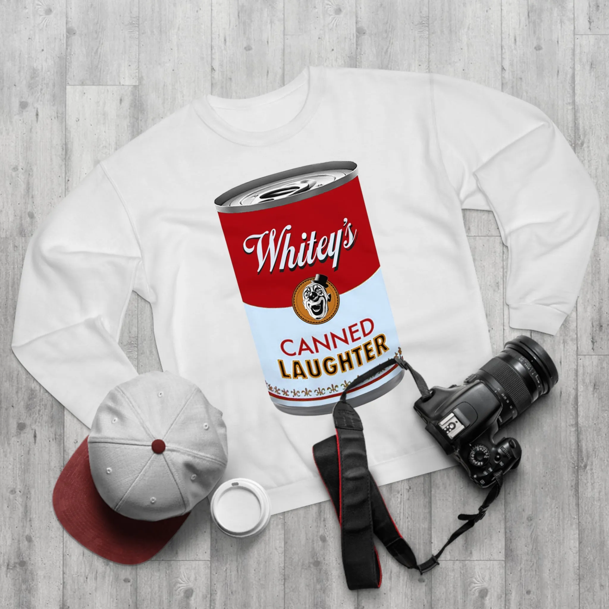 WHITEY SOUP CAN- XXL PRINT CREW NECK