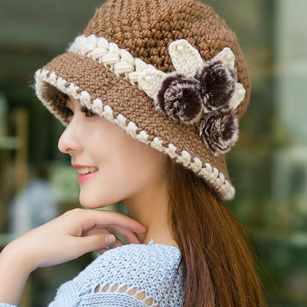 Winter Hats for Women with Ear Flaps Oversized Comfy Thermal Warm Cable Ribbed Knit Hat Pom Pom Visor Beanie Cap