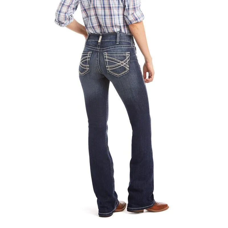 Women's Ariat R.E.A.L. Mid Rise Stretch Entwined Boot Cut Jean - Marine