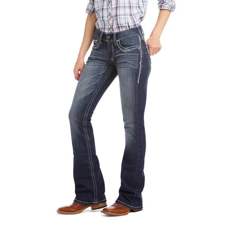 Women's Ariat R.E.A.L. Mid Rise Stretch Entwined Boot Cut Jean - Marine