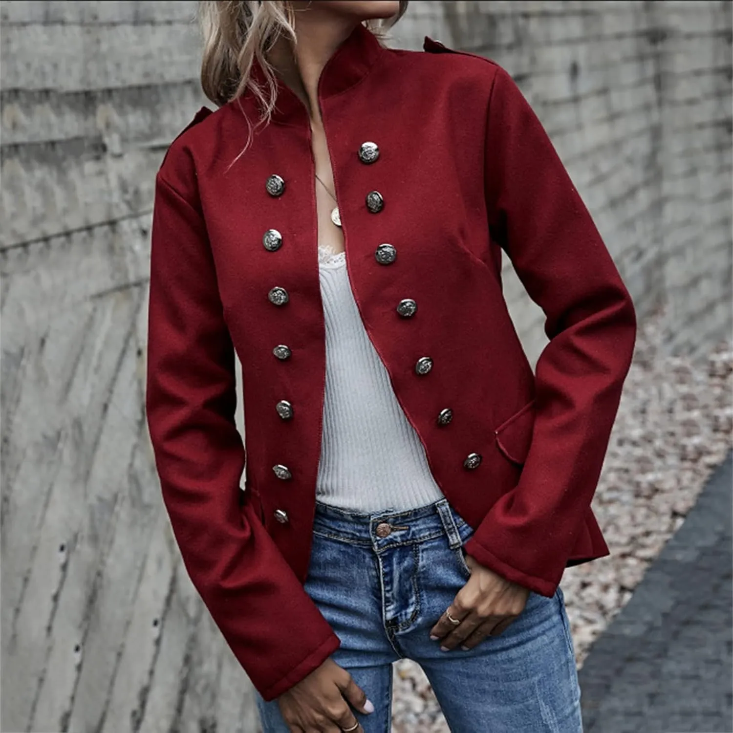 Womens Casual Blzers Plus Size Boyfriend Pocketed Office Work Loose Cardigans One Button Office Jackets