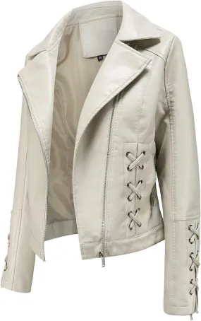 Womens Faux Leather Jacket Collar Zipper Stitching Solid Color Jacket Womens Coats De para Mujer Brown Jacket
