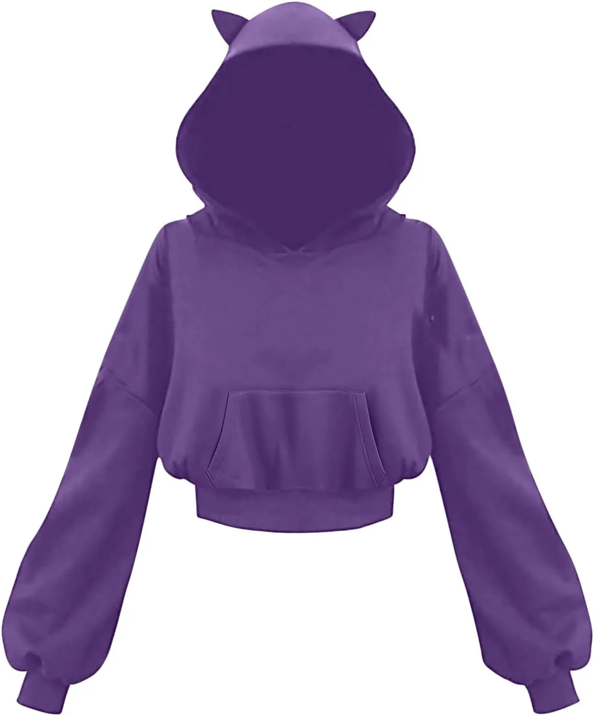 Women's Long Sleeve Hoodie Crop Tops Cute Cropped Pullover Sweatshirt Fall Outfits Gothic Clothes Teen Girls 2024