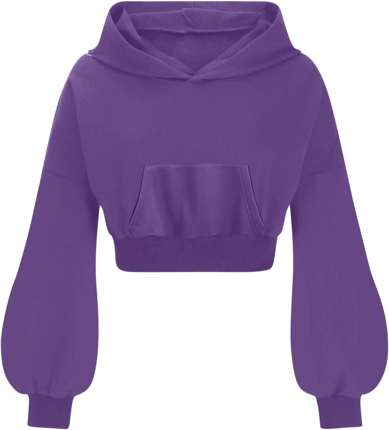 Women's Long Sleeve Hoodie Crop Tops Cute Cropped Pullover Sweatshirt Fall Outfits Gothic Clothes Teen Girls 2024