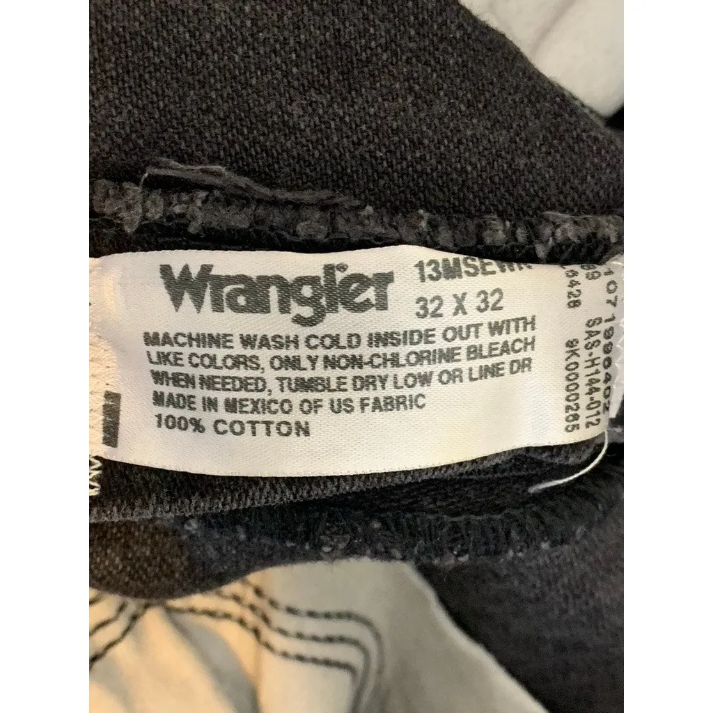 WRANGLER Men's Black Solid Relaxed Fit Comfort Flex Denim Jeans SZ 32X32