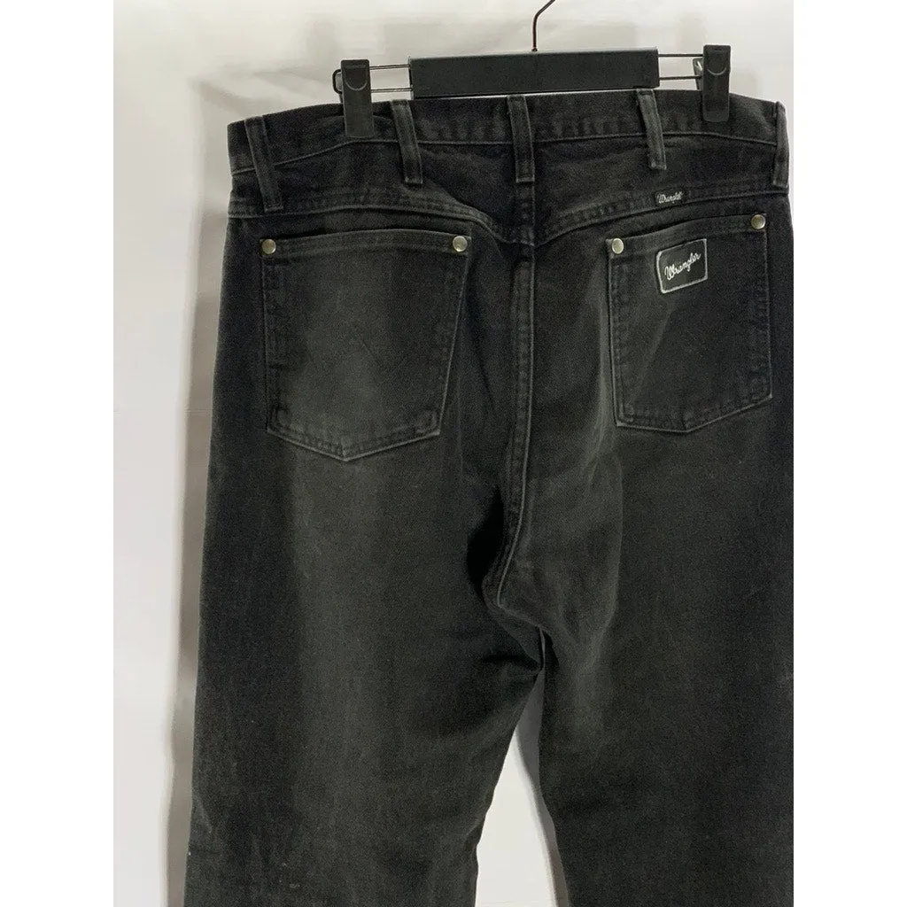 WRANGLER Men's Black Solid Relaxed Fit Comfort Flex Denim Jeans SZ 32X32
