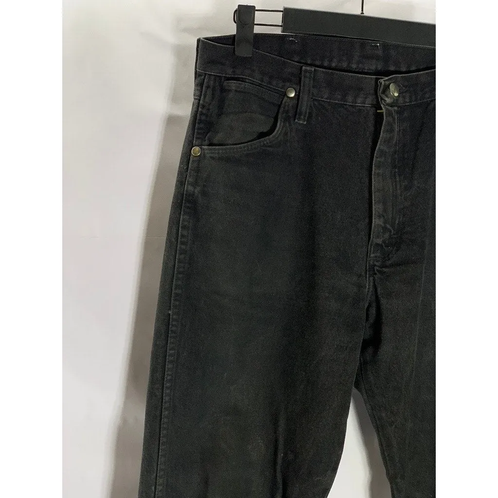 WRANGLER Men's Black Solid Relaxed Fit Comfort Flex Denim Jeans SZ 32X32