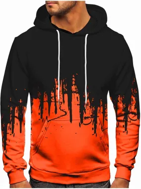 Ymosrh Mens Fleece Hoodies Men Gradient Color Pullover Long Sleeve Hooded Sweatshirt Tops Blouse Hoodies Pullover