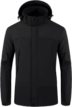 Zeiyignr Men's Waterproof Ski Snow Jacket Lightweight Rain Jacket with Hood Mountain Hiking Windbreakers Casual Parka Coats